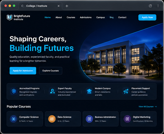 College institute website preview